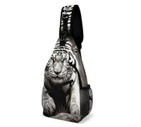 Sling Shoulder Bags Black And White Tiger Backpack Leisure Crossbody Unisex Sling Bag For Travelling Runner Workout