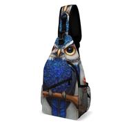 Sling Shoulder Bags Blue Feather Owls Paintings Sling Bag Lightweight Backpack Sports Chest Bag For Workout Runner Hiking