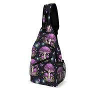 Sling Shoulder Bags Butterflies Purple Mushroom Backpack Leisure Sling Bag Lightweight Crossbody For Cycling Workout Travelling