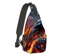 Sling Shoulder Bags Crow On Fiery Rock Chest Bag Lightweight Sling Bag Anti-Theft Backpack For Workout Hiking Travelling
