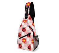 Sling Shoulder Bags Cute Pink Plaid Red Ladybug Backpack Sports Sling Bag Leisure Shoulder Bags For Hiking Cycling Travelling