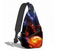 Sling Shoulder Bags Dragon Guarding Fiery Orb Crossbody Anti-Theft Shoulder Bags Lightweight Backpack For Runner Hiking Cycling