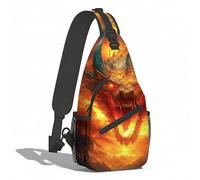 Sling Shoulder Bags Fiery Dragon And Warrior Crossbody Unisex Backpack Lightweight Chest Bag For Cycling Travelling Workout