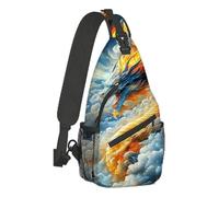 Sling Shoulder Bags Fiery Dragon Soaring Through Clouds Sling Bag Anti-Theft Crossbody Unisex Chest Bag For Travelling Workout Runner