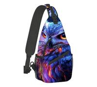 Sling Shoulder Bags Fiery Owl With Glowing Eyes Sling Bag Lightweight Crossbody Unisex Backpack For Runner Cycling Workout