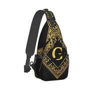Sling Shoulder Bags Gold Freemason Freemasonry Masonic Chest Bag Unisex Backpack Leisure Sling Bag For Hiking Runner Travelling