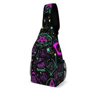 Sling Shoulder Bags Magical Bright Alchemical Cosmic Goth Trippy Purple Sun Moon Art Witchcraft Backpack Unisex Crossbody Leisure Sling Bag For Workout Hiking Travelling