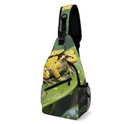 Sling Shoulder Bags Poison Dart Frog On Leafs Backpack Lightweight Chest Bag Leisure Sling Bag For Runner Travelling Hiking