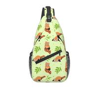 Sling Shoulder Bags Red Panda Leave Tree Sling Bag Lightweight Chest Bag Sports Backpack For Workout Travelling Hiking