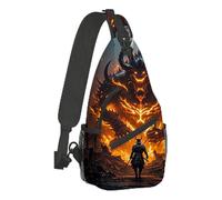 Sling Shoulder Bags Samurai Vs Fiery Demon Backpack Unisex Shoulder Bags Leisure Chest Bag For Travelling Cycling Hiking
