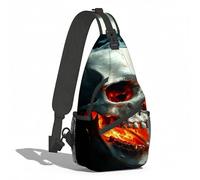 Sling Shoulder Bags Skull Smoking With Fiery Glow Shoulder Bags Anti-Theft Crossbody Sports Backpack For Travelling Cycling Runner