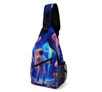 Sling Shoulder Bags Underwater Neon Jellyfishs Astronauts Mushroom Art Backpack Anti-Theft Chest Bag Sports Crossbody For Cycling Workout Hiking