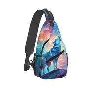 Sling Shoulder Bags Universe Magic Wolf In The Space Backpack Leisure Chest Bag Lightweight Sling Bag For Cycling Hiking Runner
