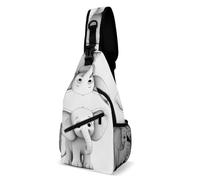 Sling Shoulder Bags White Elephant Printed Shoulder Bags Lightweight Sling Bag Anti-Theft Backpack For Runner Travelling Hiking