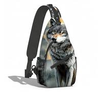 Sling Shoulder Bags Wolf Under Full Moon In Forests Crossbody Anti-Theft Chest Bag Leisure Shoulder Bags For Workout Runner Travelling