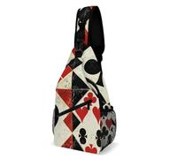 Sling Travel Bag, Unisex Chest Shoulder Pack, Suitable for Sports, Cycling and City Trips, Poker Card Hearts Spades