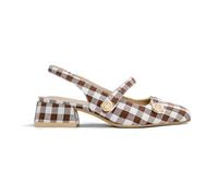Slingback Mary Jane Heels for Women Low Block Heel Closed Square Toe Pump Shoes Heels Classic Daily Office Dressy Shoes, Checkeredbrown, 5.5 UK