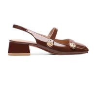 Slingback Mary Jane Heels for Women Low Block Heel Closed Square Toe Pump Shoes Heels Classic Daily Office Dressy Shoes, Brown, 5 UK
