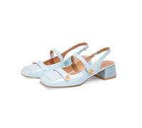 Slingback Mary Jane Heels for Women Low Block Heel Closed Square Toe Pump Shoes Heels Classic Daily Office Dressy Shoes, Blue, 8 UK
