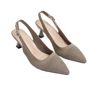 Slingback Pumps Women's Stiletto High Heels Elegant Sling Pumps Wedding Business Heel Shoes Cocktail Party Leather Slip On Shoes Breathable Lace Toe Shoes Minimalist Business Style, 01 Khaki, 9 UK