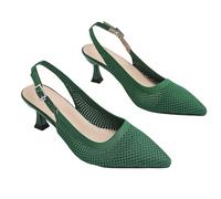 Slingback Pumps Women's Stiletto High Heels Elegant Sling Pumps Wedding Business Heel Shoes Cocktail Party Leather Slip On Shoes Breathable Lace Toe Shoes Minimalist Business Style, 01 Green, 2/2.5 UK