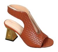Slingback Women's with Heel, Women's Elegant Leather with Wide Heels, Stiletto Shoes, Work Shoes, Peeptoe Sandals, Fish Mouth Heel Shoes, Beach Sandals, Dance Shoes, Women's Shoes, brown, 6.5 UK