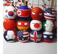 SLINGDA 12PCS Countryballs Polish Ball Plush Toy Usa France Canada England Germany Japan China Short Plush Country Ball Plush Toy Mini Pillow Country Ball, 10cm（4in）