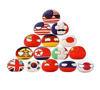 SLINGDA 15PCS Countryballs Polish Ball Plush Toy Usa France Canada England Germany Japan China Short Plush Country Ball Plush Toy Mini Pillow Country Ball