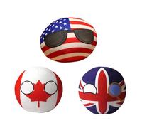 SLINGDA 3pcs Country Ball Plushies Poland Ball Plush Toy Soviet Union American France Russia England Japan Germany Canada Italy Plush Pendant Children'S Birthday Gift 4in, 10cm/4in