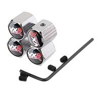 SLINGDA 4Pcs Car Tyre Valve Dust Caps for Vauxhall VXR Logo VXR8 Mokka Corsa Astra Insignia Junior DX Maloo Adam Automobile Anti-theft Stainless Steel Hexagonal Tire Dustproof Cap