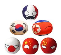 SLINGDA 6pcs Country Ball Plushies Poland Ball Plush Toy Soviet Union American France Russia England Japan Germany Canada Italy Plush Pendant Children'S Birthday Gift 4in