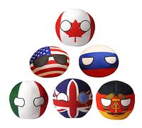 SLINGDA 6pcs Country Ball Plushies Poland Ball Plush Toy Soviet Union American France Russia England Japan Germany Canada Italy Plush Pendant Children'S Birthday Gift 4in