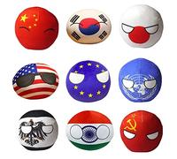 SLINGDA 9pcs Country Ball Plushies Poland Ball Plush Toy Soviet Union American France Russia England Japan Germany Canada Italy Plush Pendant Children'S Birthday Gift 4in