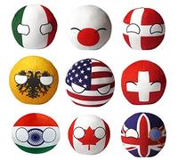 SLINGDA 9pcs Country Ball Plushies Poland Ball Plush Toy Soviet Union American France Russia England Japan Germany Canada Italy Plush Pendant Children'S Birthday Gift 4in