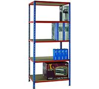 SLINGSBY Chipboard, Steel Shelving Unit 900 x 400 x 2,000 mm Blue, Orange