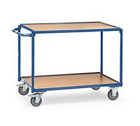 SLINGSBY Mobile Trolley with 2 Tiers Steel, Wood Blue, Brown 600 x 1,150 x 820 mm