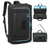 SLINRKE DJ Controller Case for DDJ-FLX4/ 200/400/SR2/REV1 Numark Party Mix 2/Mixtrack Platinum FX with 17.3" Laptop Compartment, DJ Controller Bag with Thick EVA Padding, Black+Blue