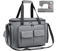 SLINRKE Sewing Machine Case with Removable Padding, Sewing Machine Carrying Bag with Shoulder Strap for Most Standard Singer, Brother, Janome (Grey)