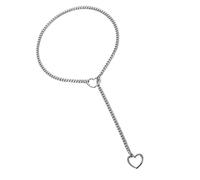 Slip Chain Necklace - Ring Necklace, Stunning Punk Gothic Lariat Y-Necklace | Heart Accent Punk Gothic Necklace, Adjustable Heart-Shape Lock Jewelry, Cuban Link Chain Choker for Girls and Women