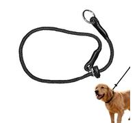Slip Dog Collar Nylon, P Collar Dogs Training for K9 IGP Obedience, Thin Strong Cord with Adjustable Limiter, Waterproof Handmade with Chromed Rings, Professional Tool for Agitation Bite Work Black L