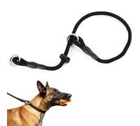 Slip Dog Collar Nylon, P Collar Dogs Training for K9 IGP Obedience, Thin Strong Cord with Adjustable Limiter, Waterproof Handmade with Chromed Rings, Professional Tool for Agitation Bite Work Black L