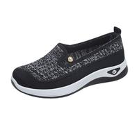 Slip in Trainers Women UK Womens Slip On Trainers Casual Non-Slip Low Top Solid Color Sneakers Soft Sole Running Shoes Breathable Mesh Orthopedic Shoes Lightweight Running top Womens Black 5