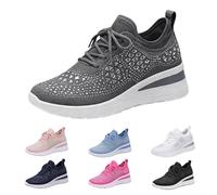 Slip In Trainers Women's Glitter Trainers Rhinestones Breathable | Running shoes, summer slip-on shoes, lightweight walking shoes, ankle high hiking shoes, wedge heel, mesh, non-slip