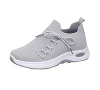 Slip-in trainers, women's summer, trainers, comfortable, breathable running shoes, Light ash, 8.5 UK