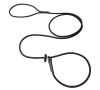 Slip Lead Dog Leash for Small & Medium Dogs, 1/4” x 7ft Sturdy Nylon Rope with Spring-Loaded Adjustable Stopper, Easy On/Off Training & Walking Slip Leash (Black, 7ft*1/4")