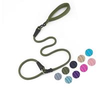 Slip Lead Dog Leash，Strong Nylon Rope Leash and Padded Handle,No Pull Outdoor Walking Training Lead for Small Medium Large Dogs(Army Green,1/2"×4ft)