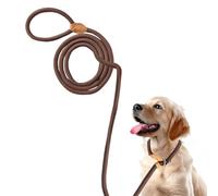 Slip Lead with Pull Stop, 180 cm Long, 1.4 cm Wide, Dog Lead and Collar in One, Adjustable Lead Dog with Reflective Seams, Pull Stop Collar Dogs for Dogs of All Sizes (Coffee)
