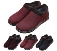 Slip on Ankle Boots for Womens Size 4.5 Winter Snow Boots Warm Fur Lined Booties Outdoor Lightweight Slip Resistant Shoes Women Men Casual Comfy Walking Booties for Cold Weather Red