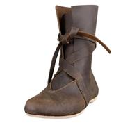 Slip-On Ankle Boots Women's Flat Vintage Leather Biker Boots Men with Cross Strap Leather Boots Biker Boots Half Boots Western Boots Faux Leather Lace-up Ankle Boots Riding Boots Short Boots, brown