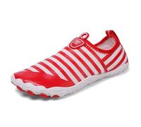 Slip On Aqua Shoes Womens Quick Dry Sneakers Breathable Upper Soft Cushion Flexible Fit Non Slip Sole for Beach Fitness Travel,Red,5 UK